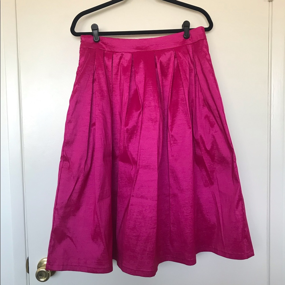 Beautiful fuschia pleated A-line skirt